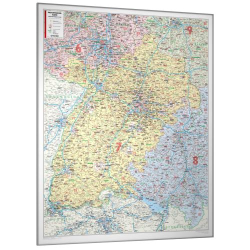 Die PLZ Karte Baden-Württemberg 99x122 gerahmt