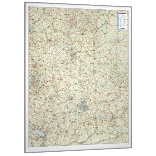 Die Sachsen-Anhalt Straßenkarte PLZ 5-stellig (105x136 cm) gerahmt