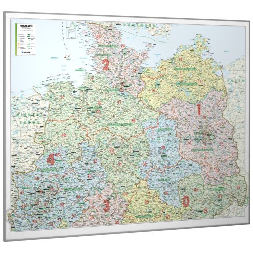 Die ORGA-Karte Norddeutschland 131x98 cm gerahmt