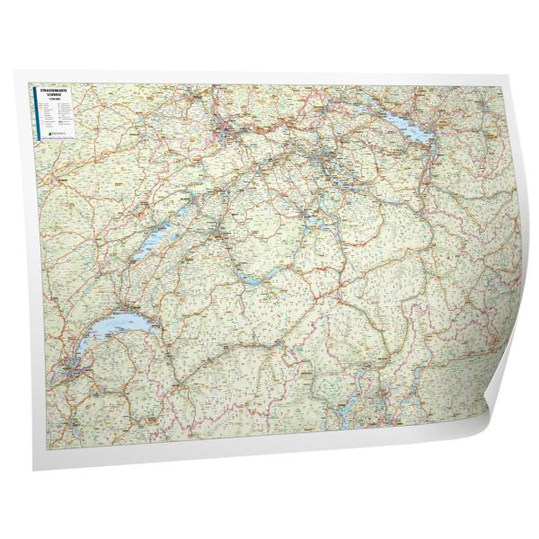 Die Straßenkarte von Schweiz 125x83 cm in 4 Varianten 